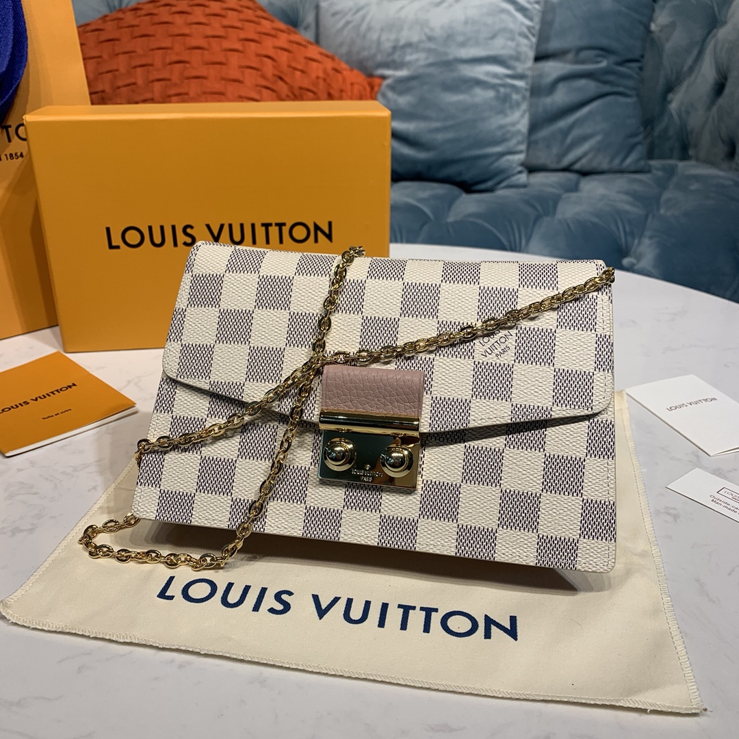 Louis Vuitton CROISETTE CHAIN WALLET Handbag Damier Azur N60357 